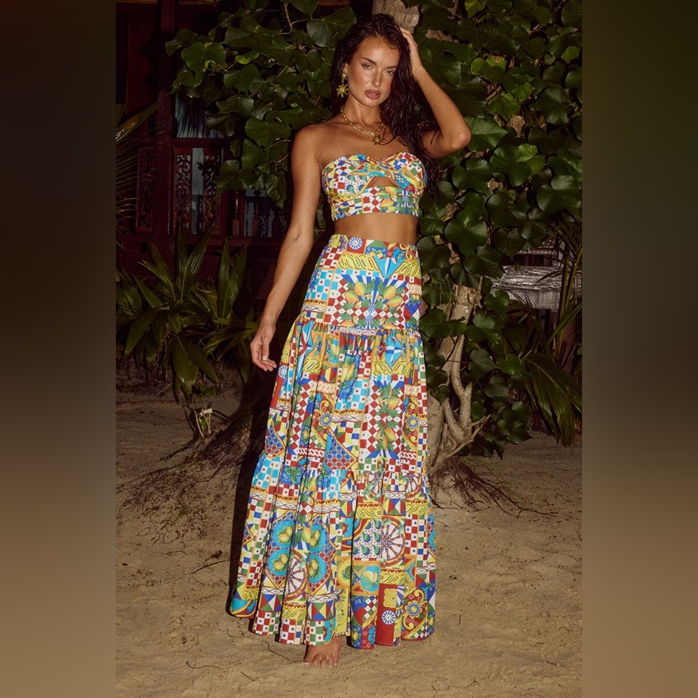 Runaway The Label Ayla Top and Ayla Skirt in Phaedra Print. Size Small.